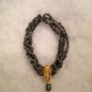 1990 Jose Maria Barrera signed in box gold toned necklace and pendant / pin rare